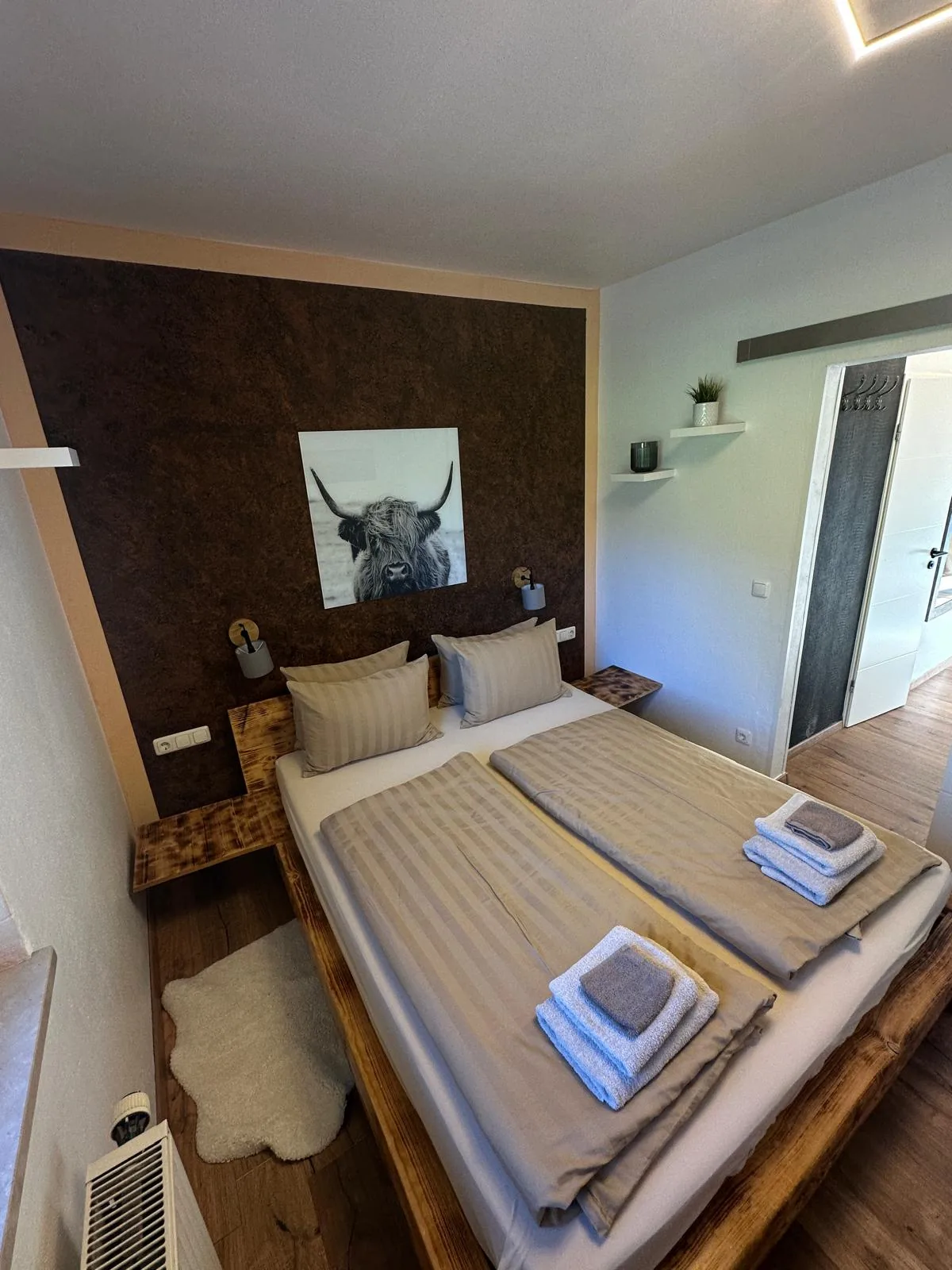 Doppelbett in der Ferienwohnung Königstandblick