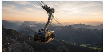 Gondelbahn in der Abenddämmerung